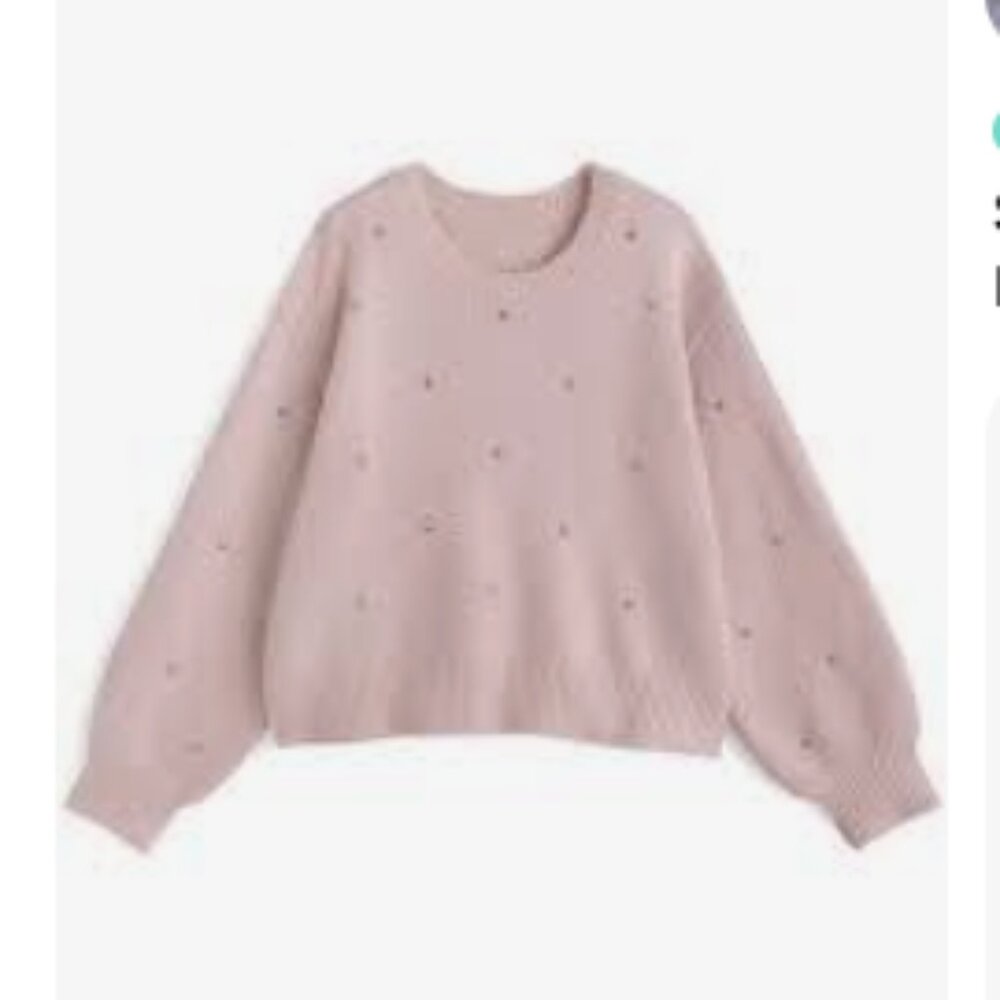 Mable Pink & Rhinestones Sweater Size S Boxy Fit